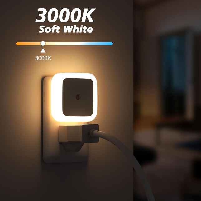 8-Pack Plug-in Night Lights – Warm White LED, Auto On/Off, Dusk to Dawn