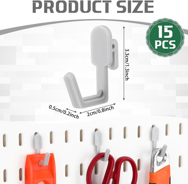 15PCS Pegboard Hooks – Compatible with IKEA Skadis Organizer for Home & Garage