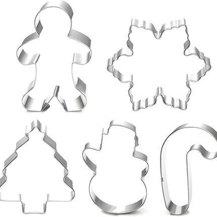 5-Piece Christmas Cookie Cutter Set – Snowman, Tree, Gingerbread & More