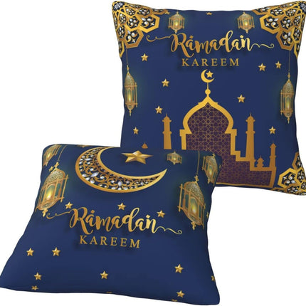 Set of 2 Ramadan Kareem Throw Pillow Covers: 18x18 Inch Decorative Cushions for Eid