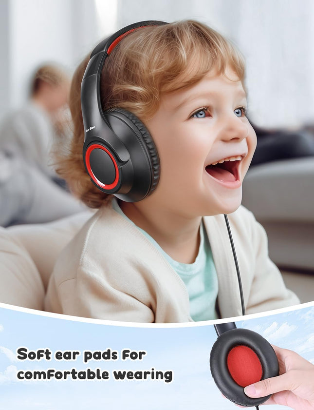 Kids Wired Headphones – Lightweight Toddler Headset for School & Tablet Use