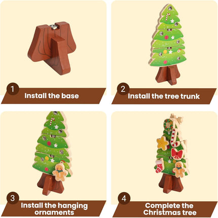 Christmas Tree Snap Builders – DIY Wooden Puzzle with Snap Buttons & Ornaments