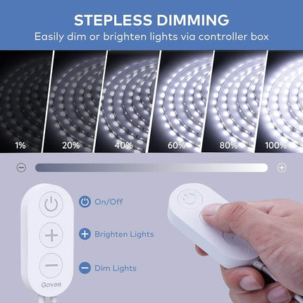 16.4ft Cool White LED Strip Lights 6500K 300 LEDs Dimmable with Control Box