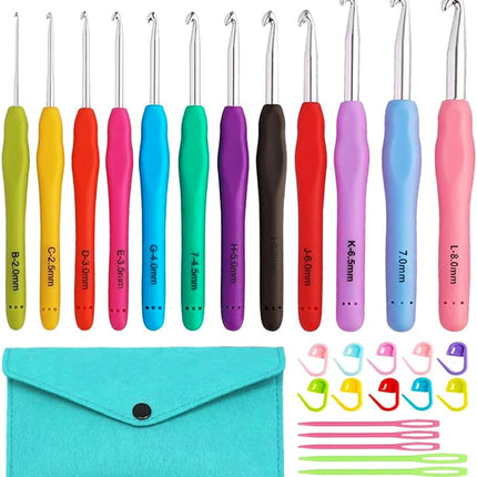 12PCS Crochet Hook Set 2.0–8.0mm – Crochet Needles for DIY & Crafts