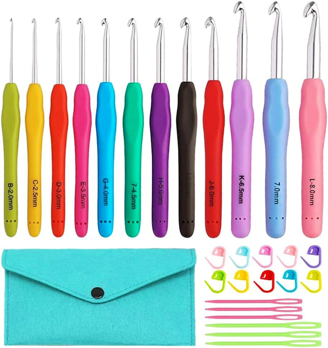 12PCS Crochet Hook Set 2.0–8.0mm – Crochet Needles for DIY & Crafts