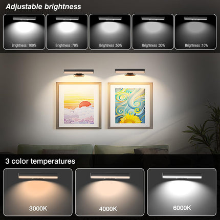 4Pcs Wireless Picture Lights, Battery LED Wall Sconces, Remote, Dimmable, Black
