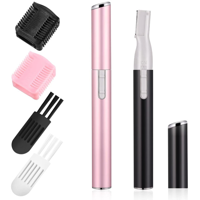 2-Pack Electric Eyebrow Trimmer for Women – Mini Shaver with Comb (Pink & Black)