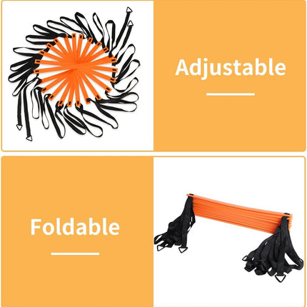 20ft Agility Ladder and Cones Set with 12 Adjustable Rungs, 4 Metal Pegs and Carry Bag
