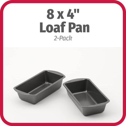 2 Pack 8x4 Nonstick Loaf Pans Heavy Duty Steel Bread Baking Bakeware Gray