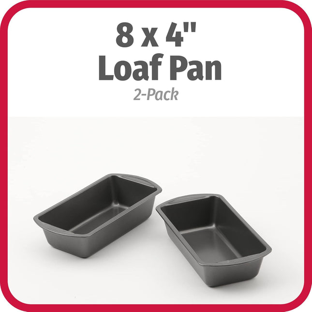 2 Pack 8x4 Nonstick Loaf Pans Heavy Duty Steel Bread Baking Bakeware Gray