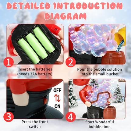 Santa Bubble Butt Blower Musical Toy with Flashing Lights Automatic Bubble Fun