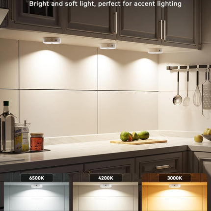 Puck Lights 2 Pack, Rechargeable Under Cabinet Lights, RGB, 3 Color Temps, Remote