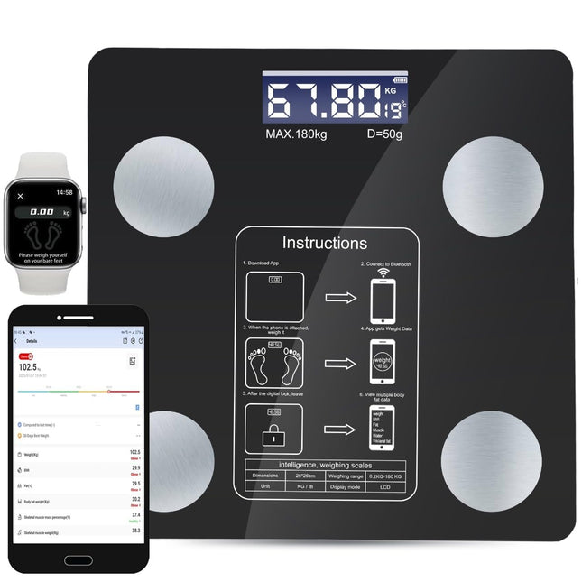 Smart Body Weight Scale – BMI, Body Fat, Muscle Mass, Bluetooth App Sync