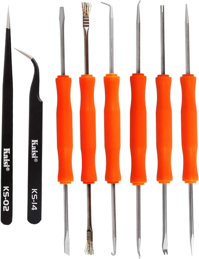 6-Piece Double-Sided Soldering Assist Kit with 2 Precision Tweezers