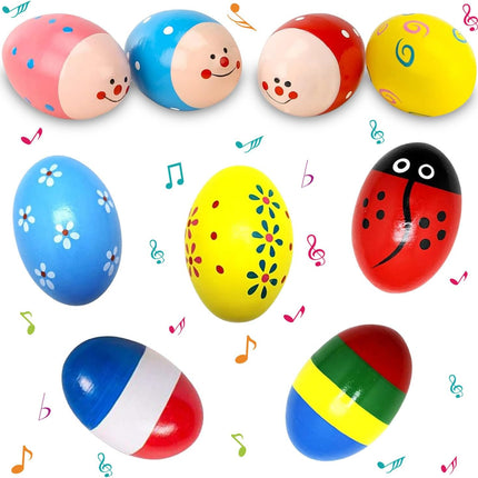 9 PCS Wooden Easter Egg Shakers – Musical Toy for Babies & Kids