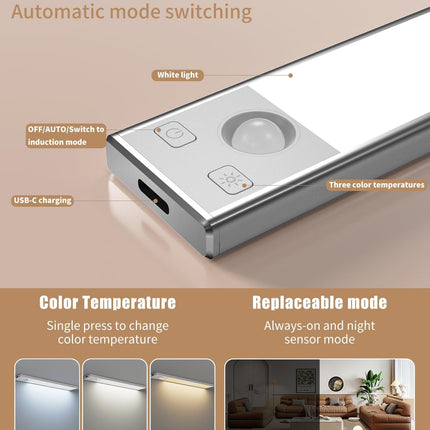 3 Pack 8" Rechargeable Under Cabinet Lights Motion Sensor Wireless Kitchen Lights