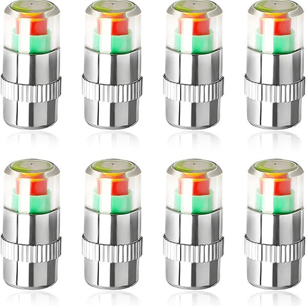 8PCS Tire Pressure Monitor Caps – 36PSI, 3-Color Eye Alert for Cars, Trucks, SUVs