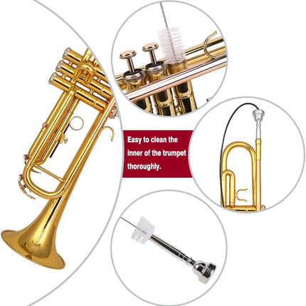 Bb Trumpet for Beginners & Advanced Students – Gold, Case & Pair of Gloves Included