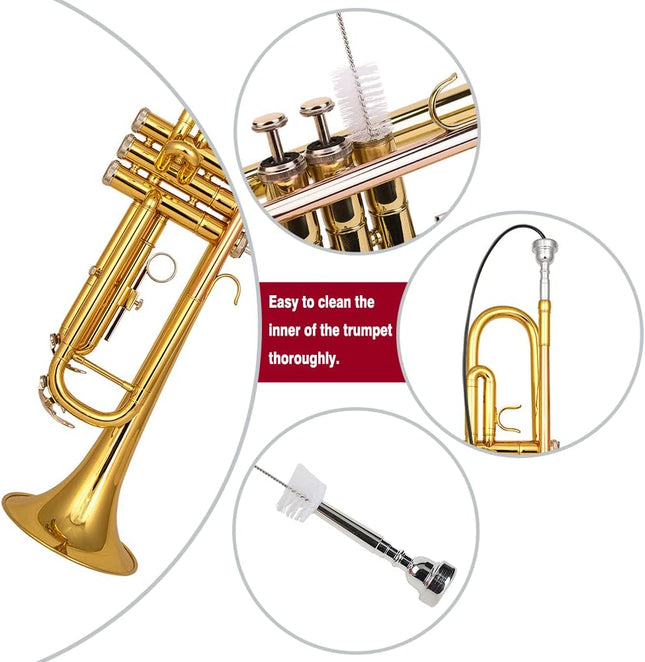 Bb Trumpet for Beginners & Advanced Students – Gold, Case & Pair of Gloves Included