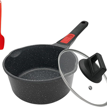 1.5QT Nonstick Saucepan with Lid, Pour Spout & Detachable Handle, Induction Safe