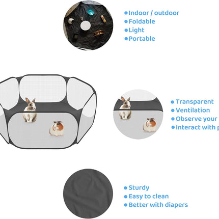Small Animal Playpen – Pop-Up Portable Play Yard with Mesh, Indoor/Outdoor