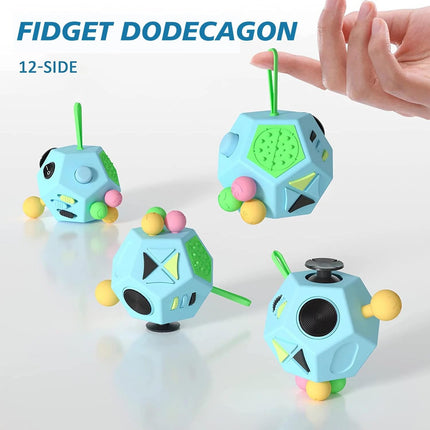 Fidget Dodecagon 12 Sided Stress Relief Toy Silent Cube for Kids and Adults Blue Sky