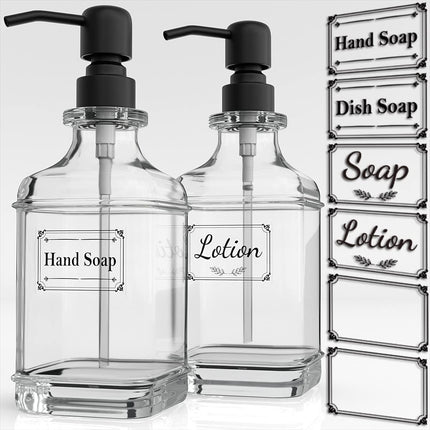 2-Pack Soap Dispensers 18oz – Antique Glass with Rust-Proof Stainless Pump