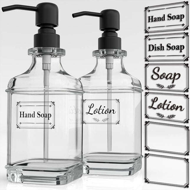 2-Pack Soap Dispensers 18oz – Antique Glass with Rust-Proof Stainless Pump