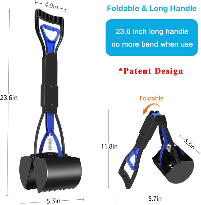Pooper Scooper for Dogs – Folding, Sturdy Spring Design, Easy to Use for Grass & Dirt