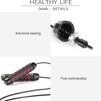 Jump Rope with Ball Bearings and Foam Handles for Aerobic Exercise