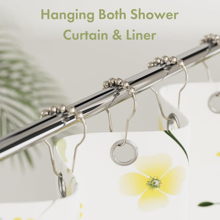 12PCS Shower Curtain Hooks – Polished Nickel, Rust-Proof Stainless Steel