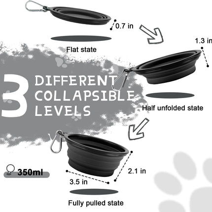 2 Pack Foldable Dog Water Bowls with Carabiners for Outdoor Adventures