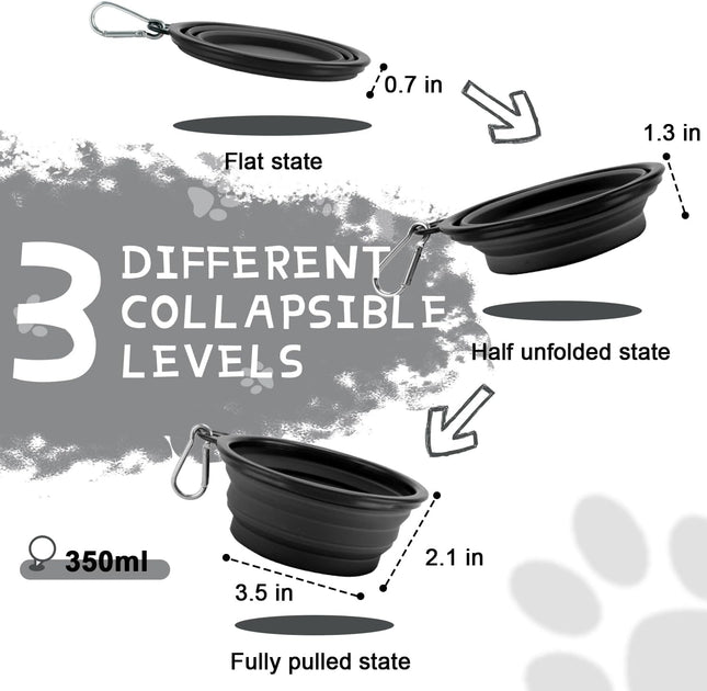 2 Pack Foldable Dog Water Bowls with Carabiners for Outdoor Adventures