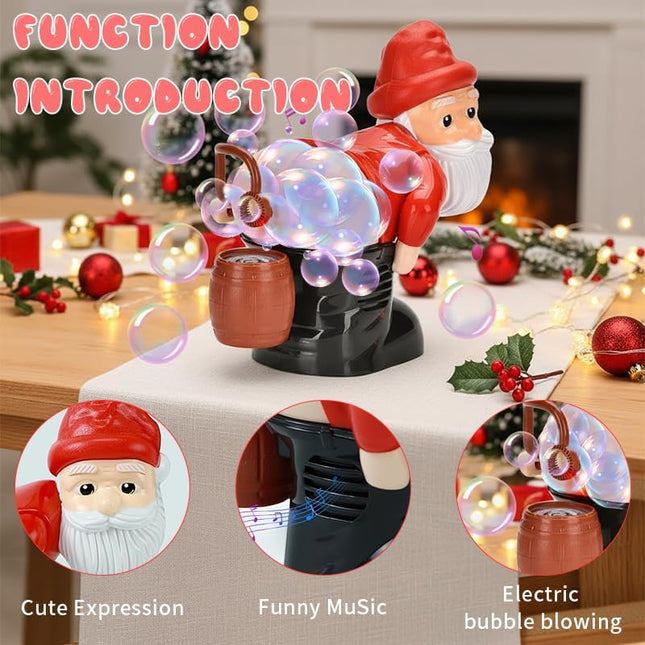 Santa Bubble Butt Blower Musical Toy with Flashing Lights Automatic Bubble Fun