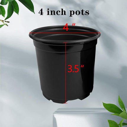 100 Pack 4 Inch Nursery Pots, Plastic Plant Pots with Drainage Holes for Seedlings