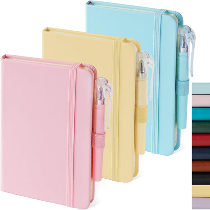 Small Notebook Journal with Pen – Mini Pocket Notepad for Women, Pink, Yellow, Blue