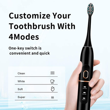 Electric Toothbrush Set – 8 Brush Heads, 4 Modes, Travel Case, 60-Day Battery