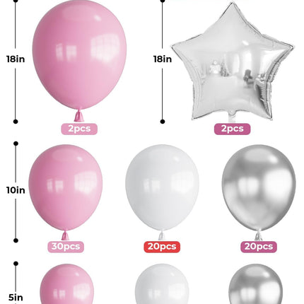 115-Pcs Christmas Balloon Garland Kit – Pink, White & Silver Xmas Decor