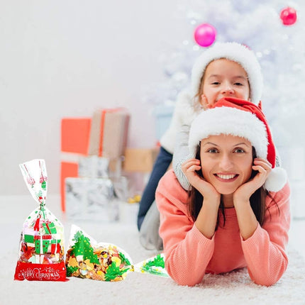 200-Piece Christmas Cellophane Treat Bags Clear Cello Gift Bags for Candy & Goodies