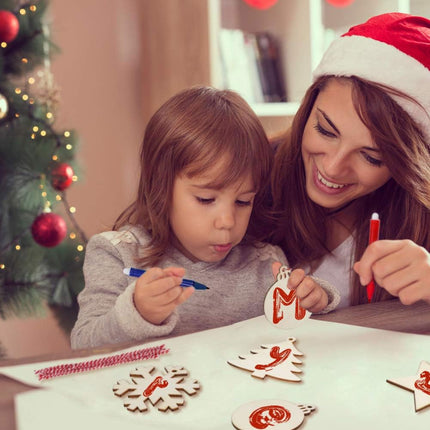 40PCS Unfinished Wooden Christmas Ornaments – DIY Craft Slices with Hanging Holes