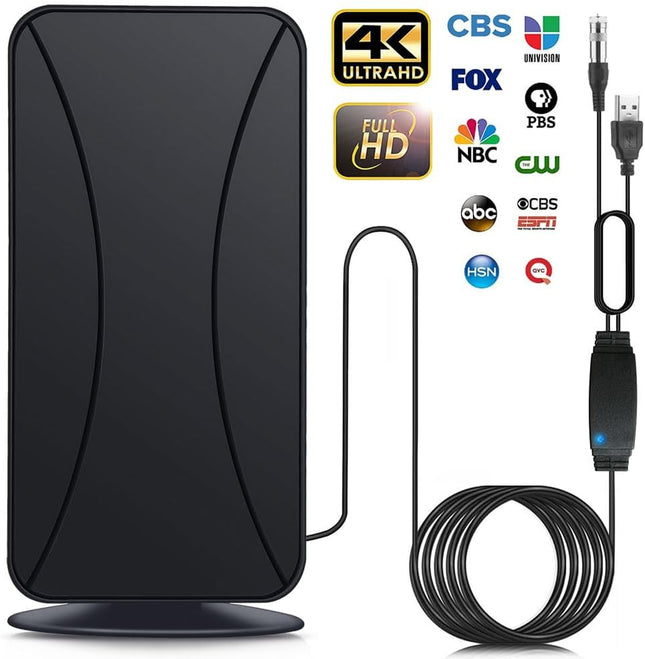 Digital TV Antenna Indoor – 4K/1080P HD, Amplified Long-Range Reception
