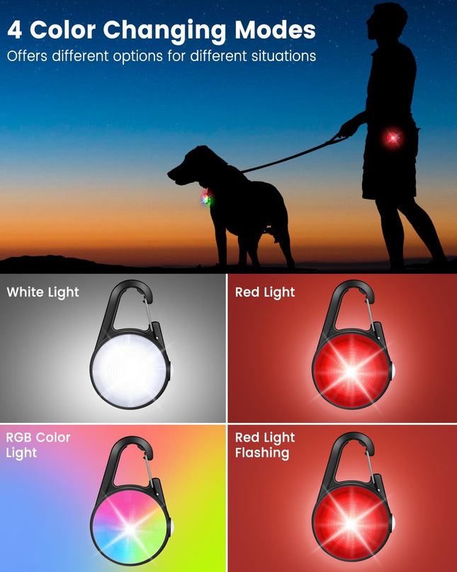 2-Pack Rechargeable LED Dog Collar Lights, 4 Modes for Night Walking (Black)