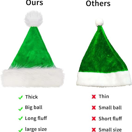Green Plush Santa Hat for Adults – Velvet Christmas Party Costume & Home Decor