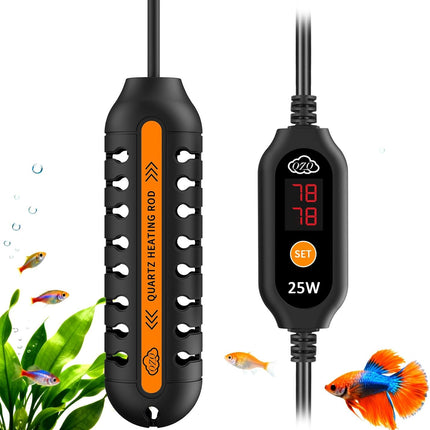 25W Aquarium Heater with Digital Display, Adjustable Submersible Fish Tank Heater