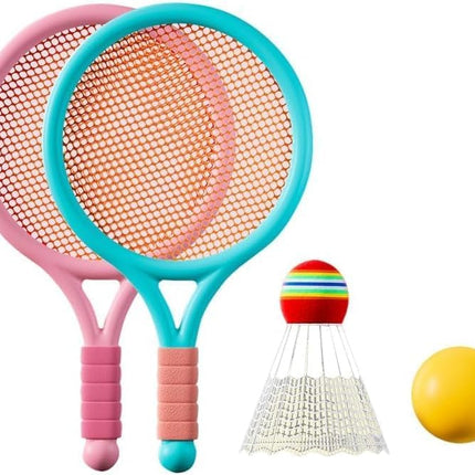 Kids Tennis Racket Set with 2 Lightweight 15-Inch Rackets, Ball and Badminton Toy