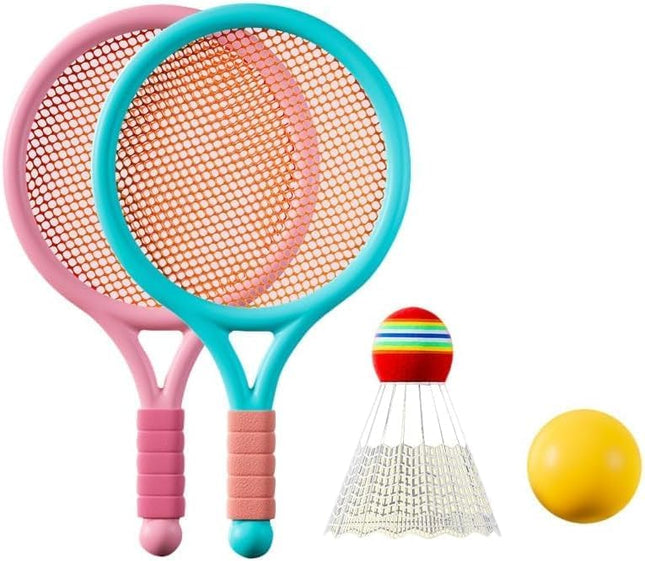 Kids Tennis Racket Set with 2 Lightweight 15-Inch Rackets, Ball and Badminton Toy