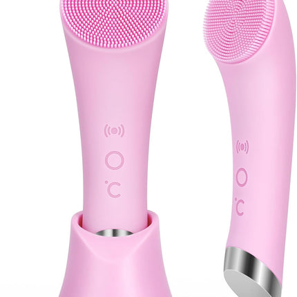 Electric Face Scrubber Silicone Cleansing Brush with Vibration Deep Clean Pink