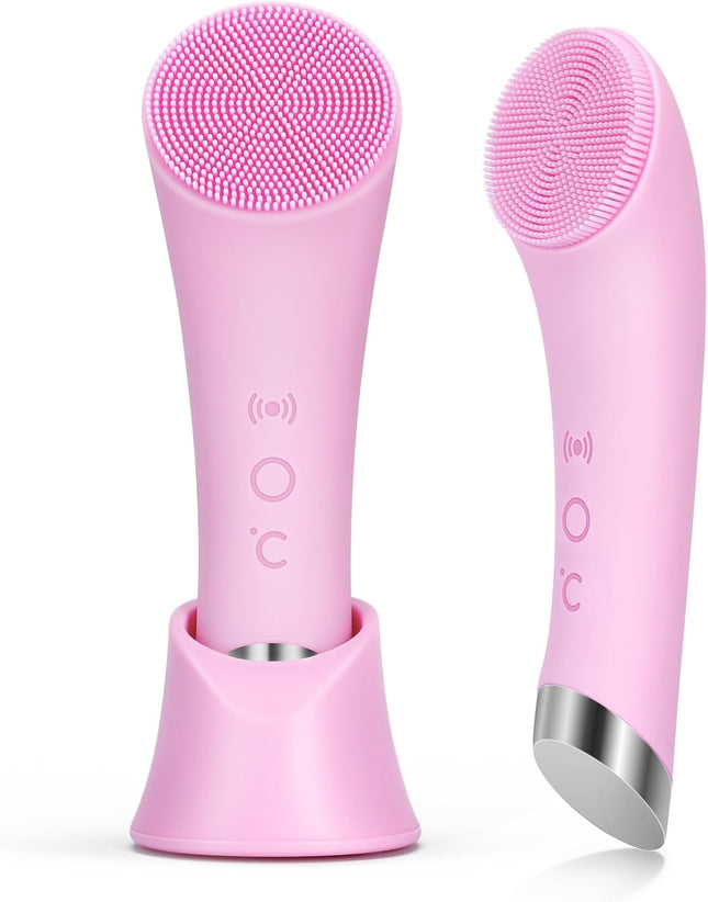 Electric Face Scrubber Silicone Cleansing Brush with Vibration Deep Clean Pink