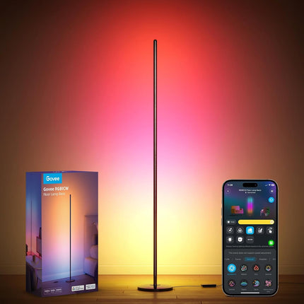 RGBIC Smart Floor Lamp Alexa Enabled Color Changing 1000 Lumen Black