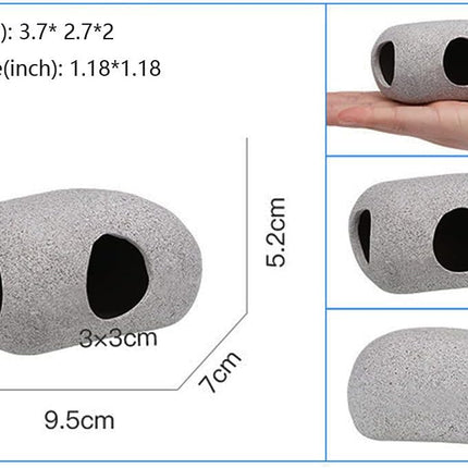 2 Pack Ceramic Aquarium Hideaway Rocks Betta Fish Tank Cave Breeding Decor
